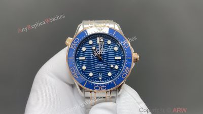 Omega Seamaster 300m 2824 Movement 42mm Blue Face TT RG/Rubber Band Watch